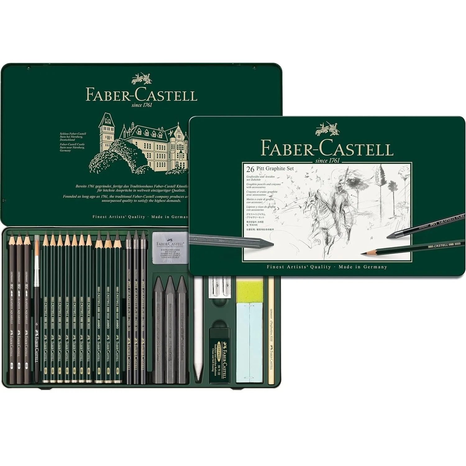 112974.webp Faber-Castell Pitt Graphite Set, Aqua, 26 Pieces - Image 1