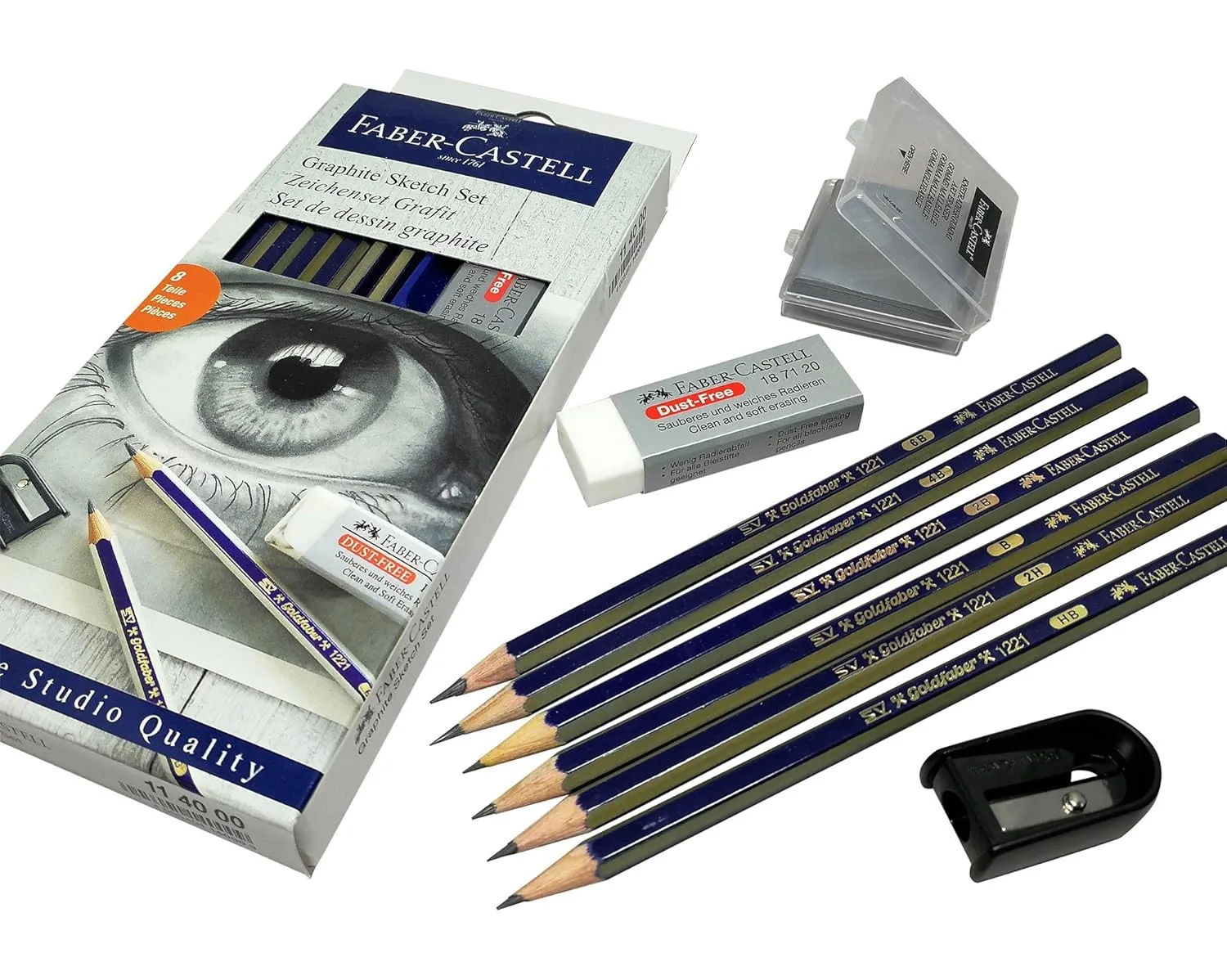 117102.webp Faber-Castell Pencils,2B,2H,Hb,4B,6B,B Graphite Art Pencils Set With Eraser,Kneaded Eraser,Pencil Sharp Accessoriesener For Sketch,Drawing - Image 1