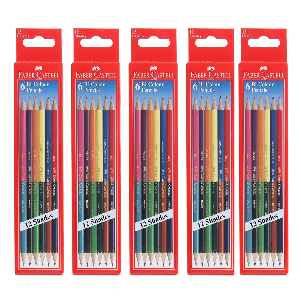 118106.webp Faber Castell 6 Bi-Color Pencils (Pack Of 5) - Image 1