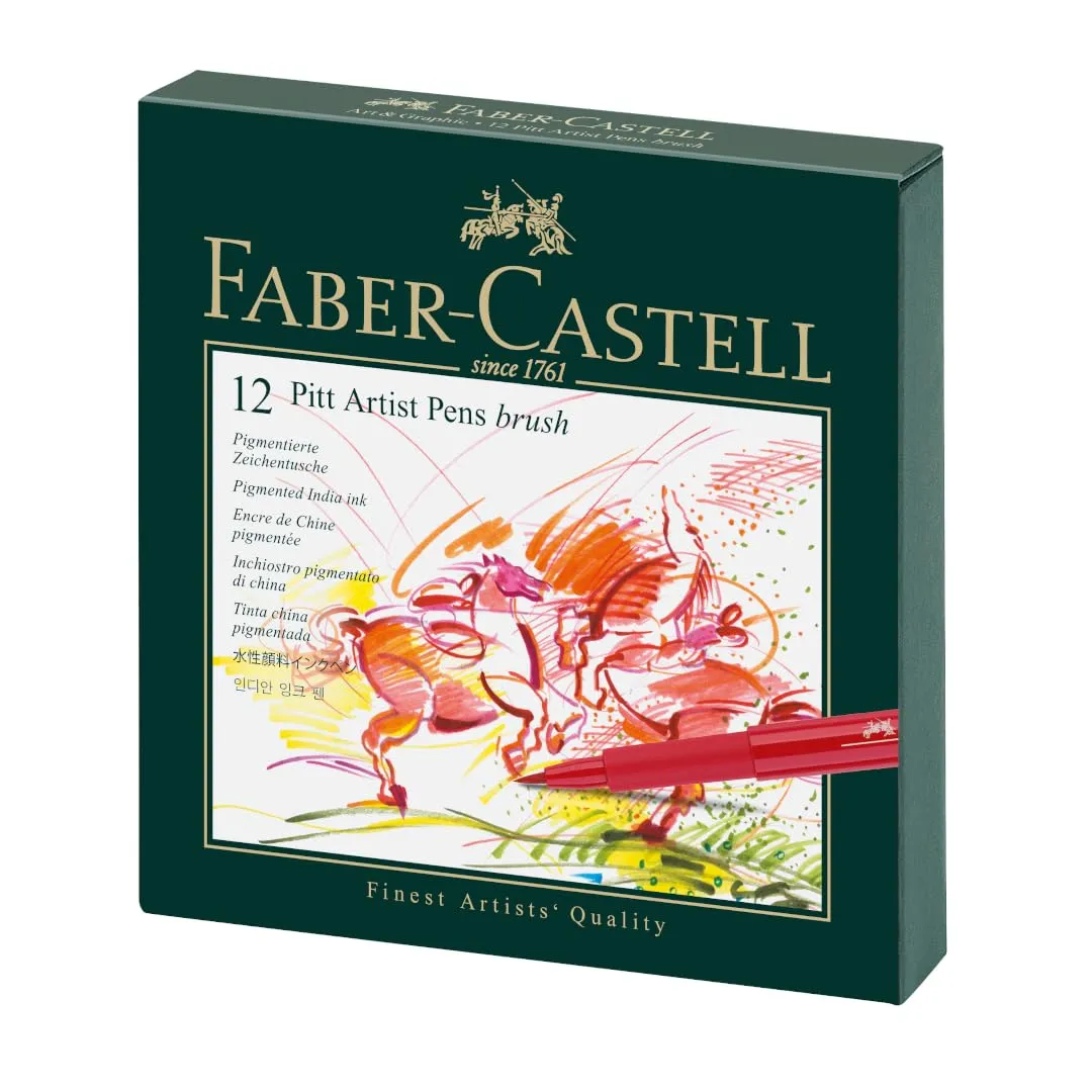 167146.webp Faber-Castell Pitt Artist Color Pen Brush Set - Pack Of 12, B Multicolor - Image 1