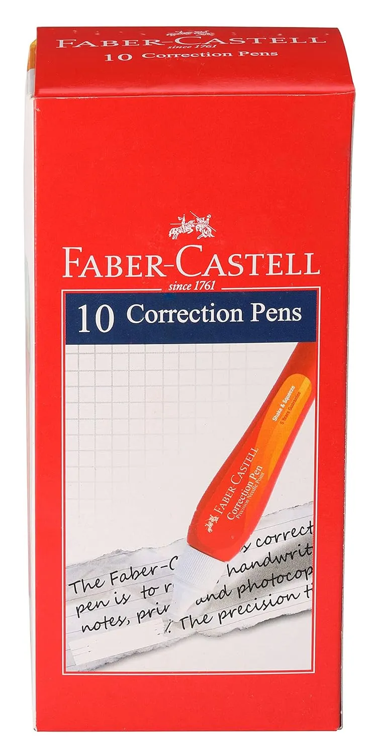190710.webp Faber-Castell Correction Pen - Pack Of 10 (White) - Image 1