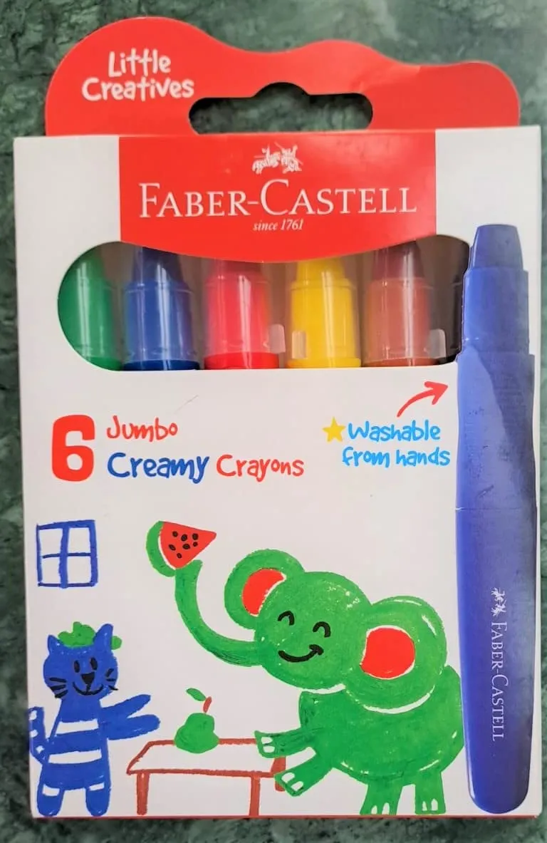 224008.webp Faber-Castell Jumbo Creamy Crayons Washable From Hands - Image 1