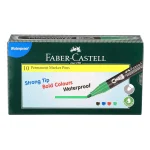 Faber-Castell Permanent Marker Bold Point Pen - Pack Of 10 (Green)