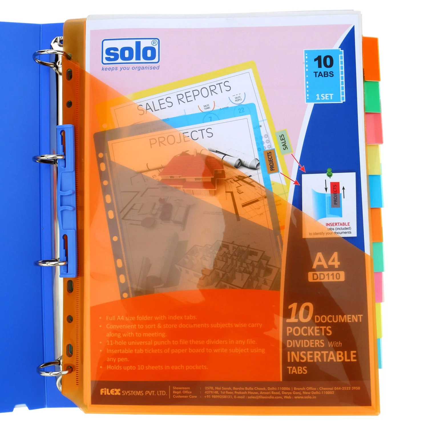 DD110.webp Solo Document Pockets Dividers with Insertable Tabs, A4 size - Image 1