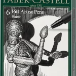 Faber-Castell Fine Pitt Artist Pen Set Of 6 Pitt Pens Black (XS,S,F,M,B,C)