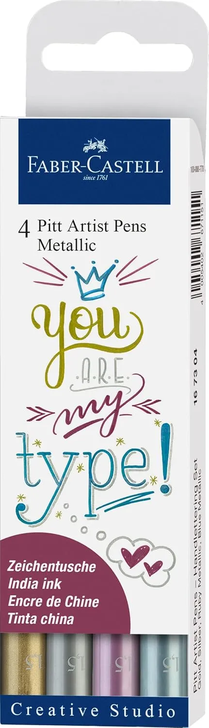 FC167304AZ.webp Faber-Castell Metallic Pitt Artist Fine Pen Set - Pack Of 4 - Image 1