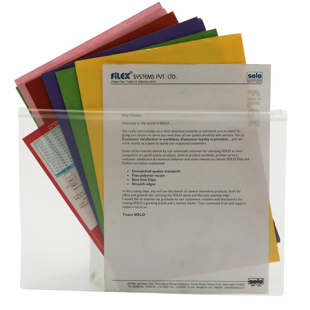 MC106.webp Solo Zipper Document Bag – A4/FC size, Pack of 10 - Image 1