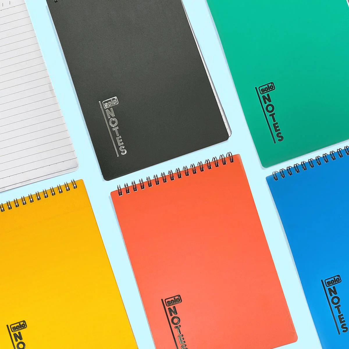 NB650-MIX.webp Solo Notes Pad-Top Wiro/Spiral Bound | Single Line | A5 / B6 Size | 100 Pages | Pack of 5 - Image 1