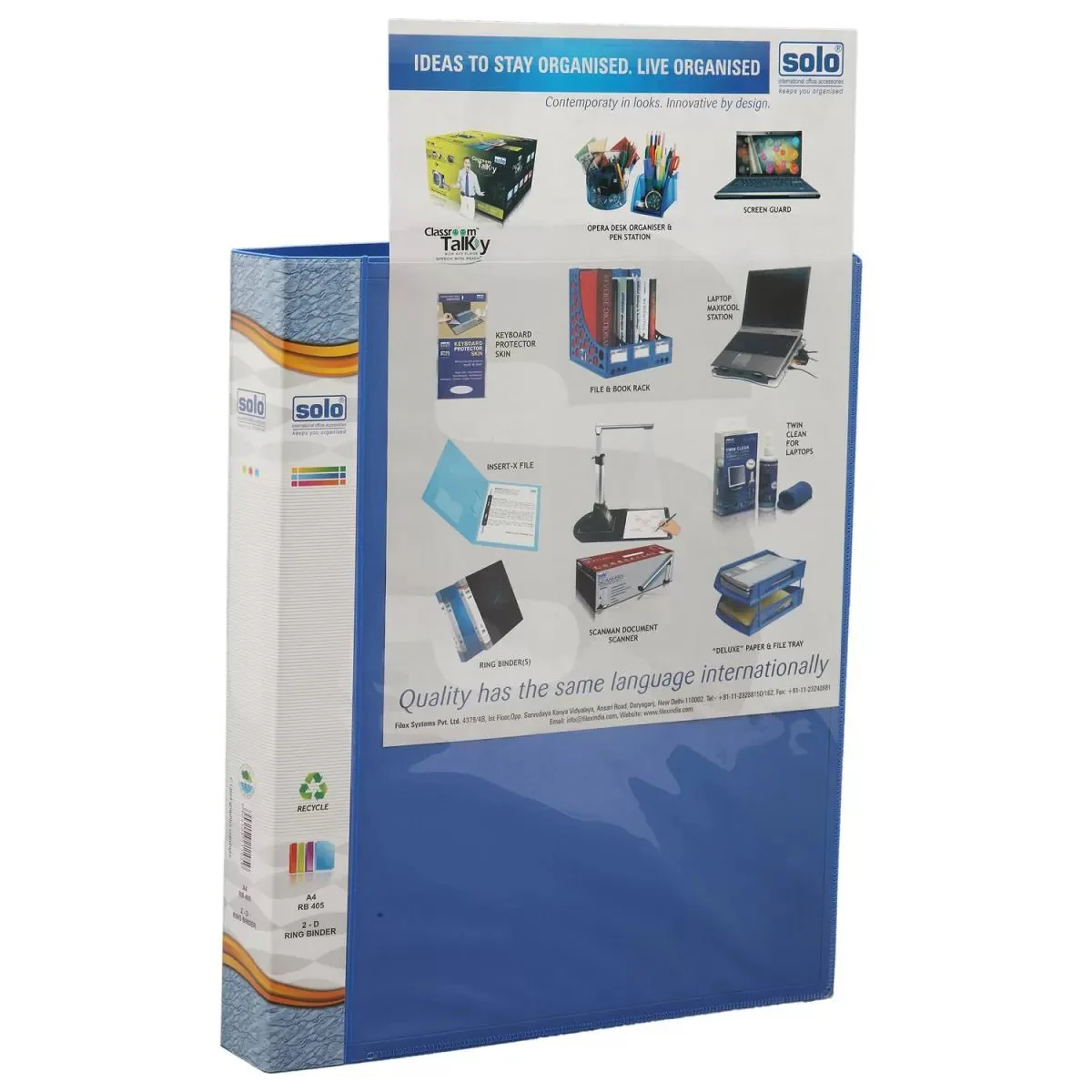 RB405.webp Solo Ring Binder-2D-Ring with Front View Pocket – A4 (RB405) - Image 1