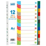 Solo Plastic Separators 1 to 10 Tabs | 1 to 12 Tabs | A4 | Multicolour Pack of 2
