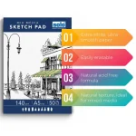 Solo Mixed Media Sketchpad, A5 Size, 50 Sheets (Pack of 4), 140 GSM – Portrait