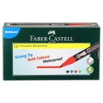 Faber-Castell Permanent Bold Point Marker Pen - Pack Of 10 (Red)